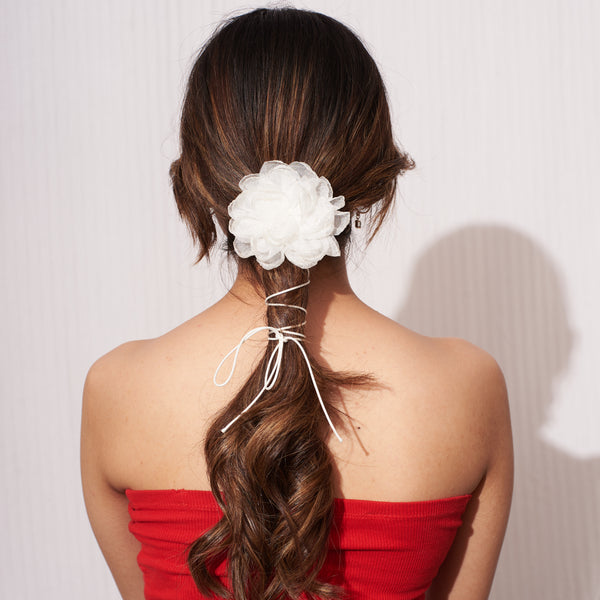 2-in-1 Ivory Rose Hair Tie/Choker