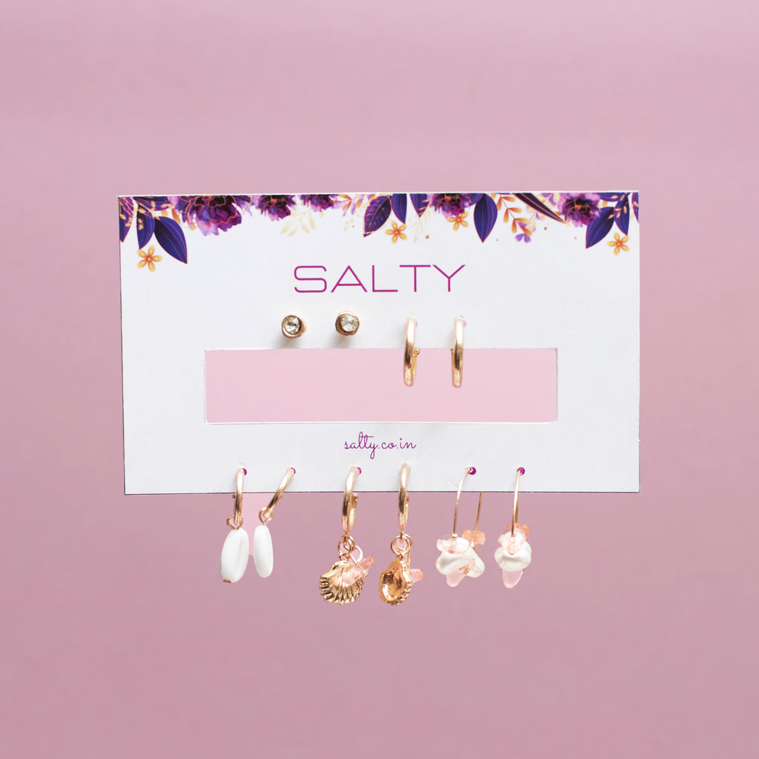 Set Of 5 Seashore Earrings Salty