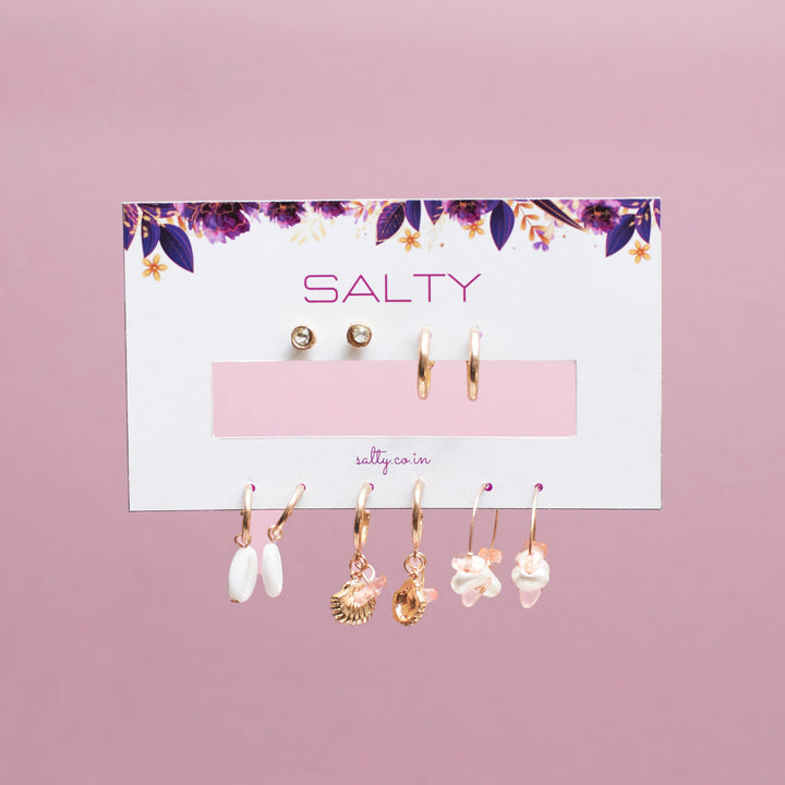 Set Of 5 Seashore Earrings