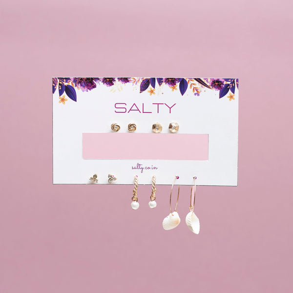 Set Of 5 Celestial Gold Earrings