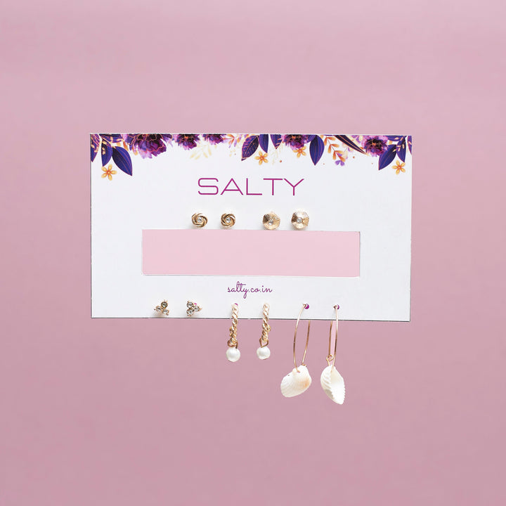 Set Of 5 Celestial Gold Earrings