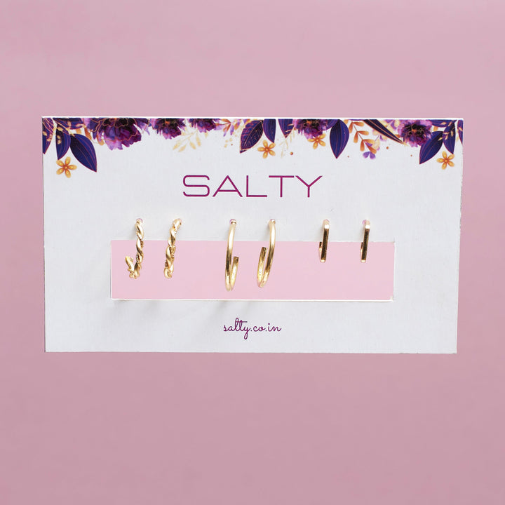 Set of 3 Simplicity Golden Hoops