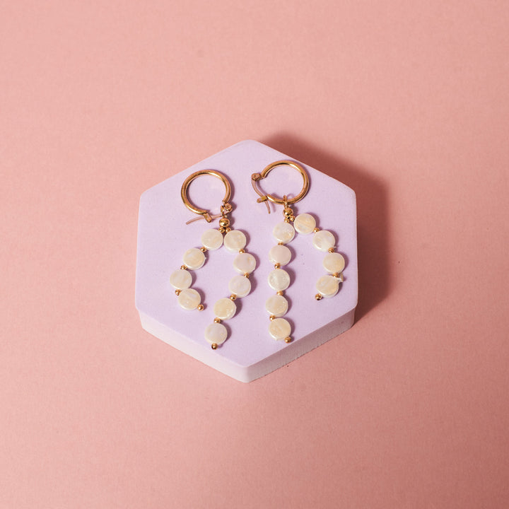 Pretty Pearl Tassel Huggie Earrings