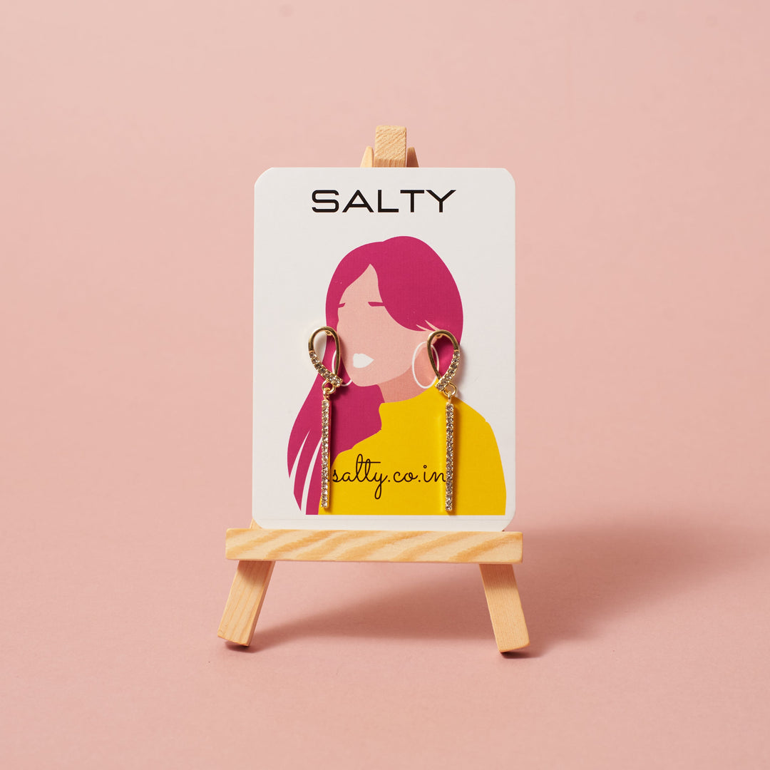 Waterdrop Shape Ribbon Dangle Zircon Earrings