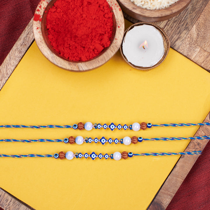 Set of 3 Evil Eye Blue Rakhi - Salty Accessories