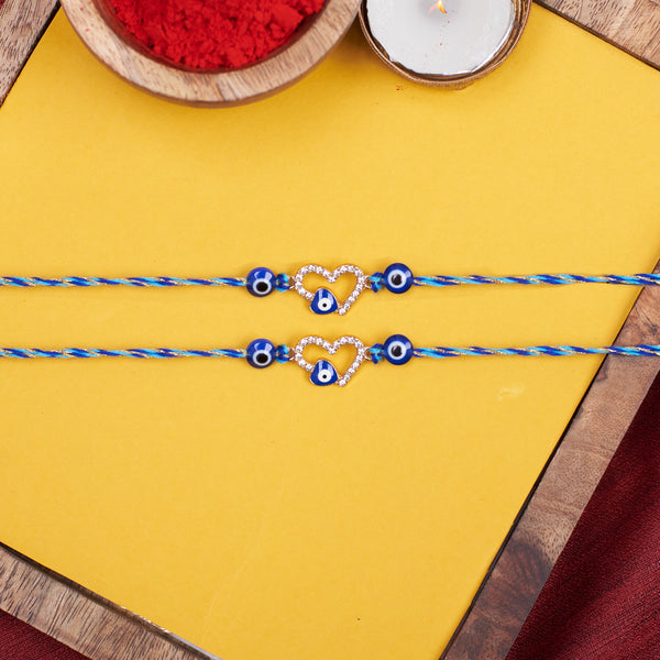 Set of 2 Heart Evil Eye Rakhi