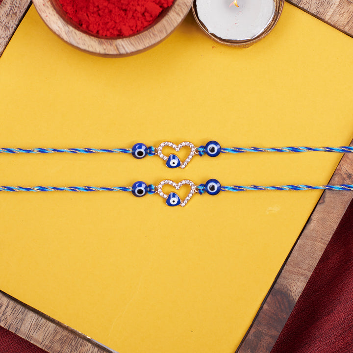 Set of 2 Heart Evil Eye Rakhi