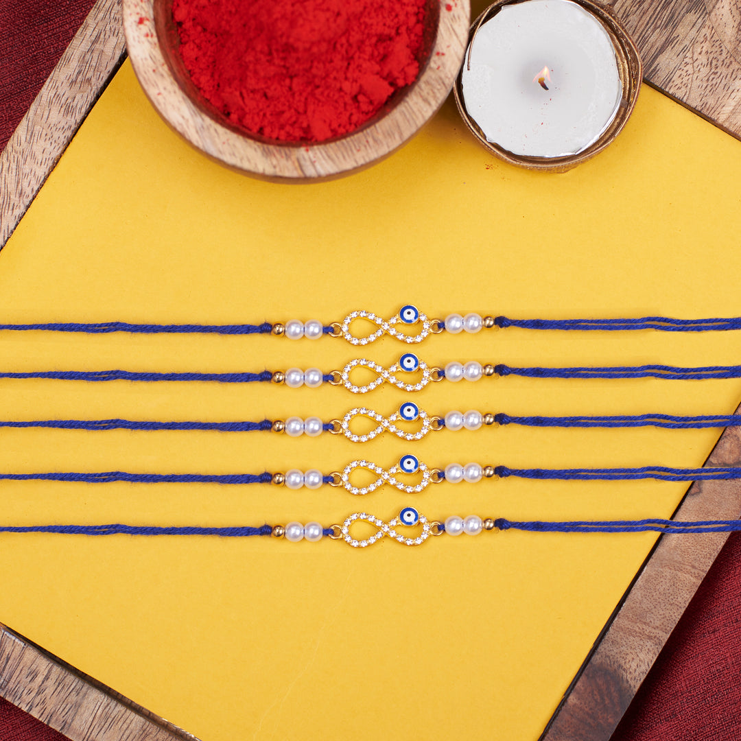 Set of 5 Infinity Evil Eye Rakhi