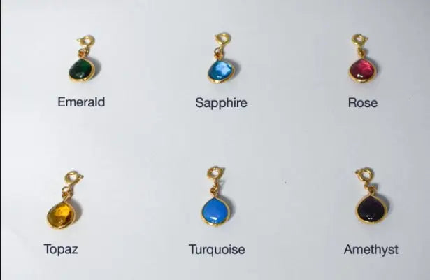 Salty Personalised Charm Bracelet With Green Alphabet , Tassel and Gemstone | Salty