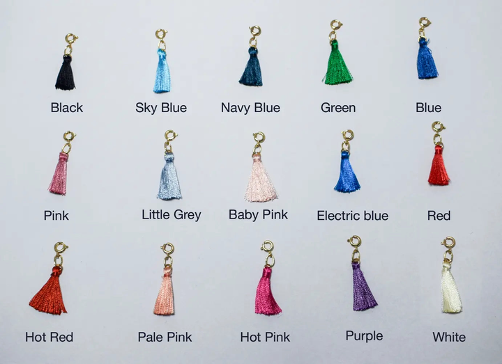 Salty Personalised Charm Bracelet With Green Alphabet , Tassel and Gemstone | Salty