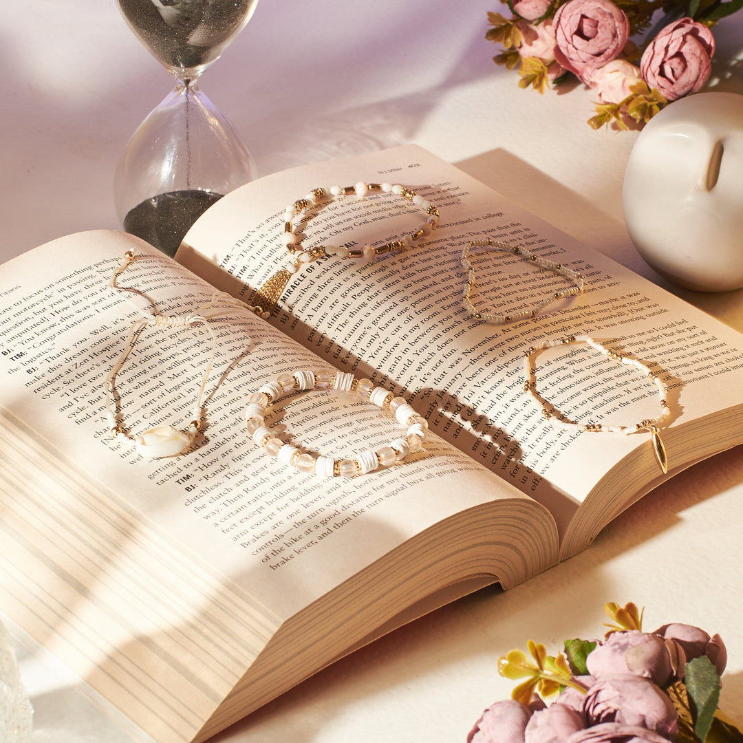 Set Of 5 Beach Baby White Bands