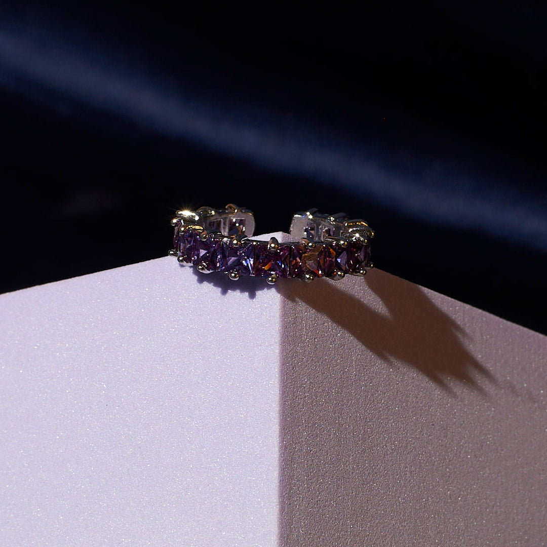 Lavender square series gold tennis ring - Salty Accessories