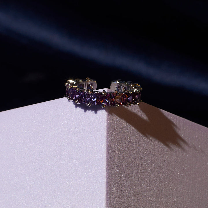 Lavender square series gold tennis ring - Salty Accessories