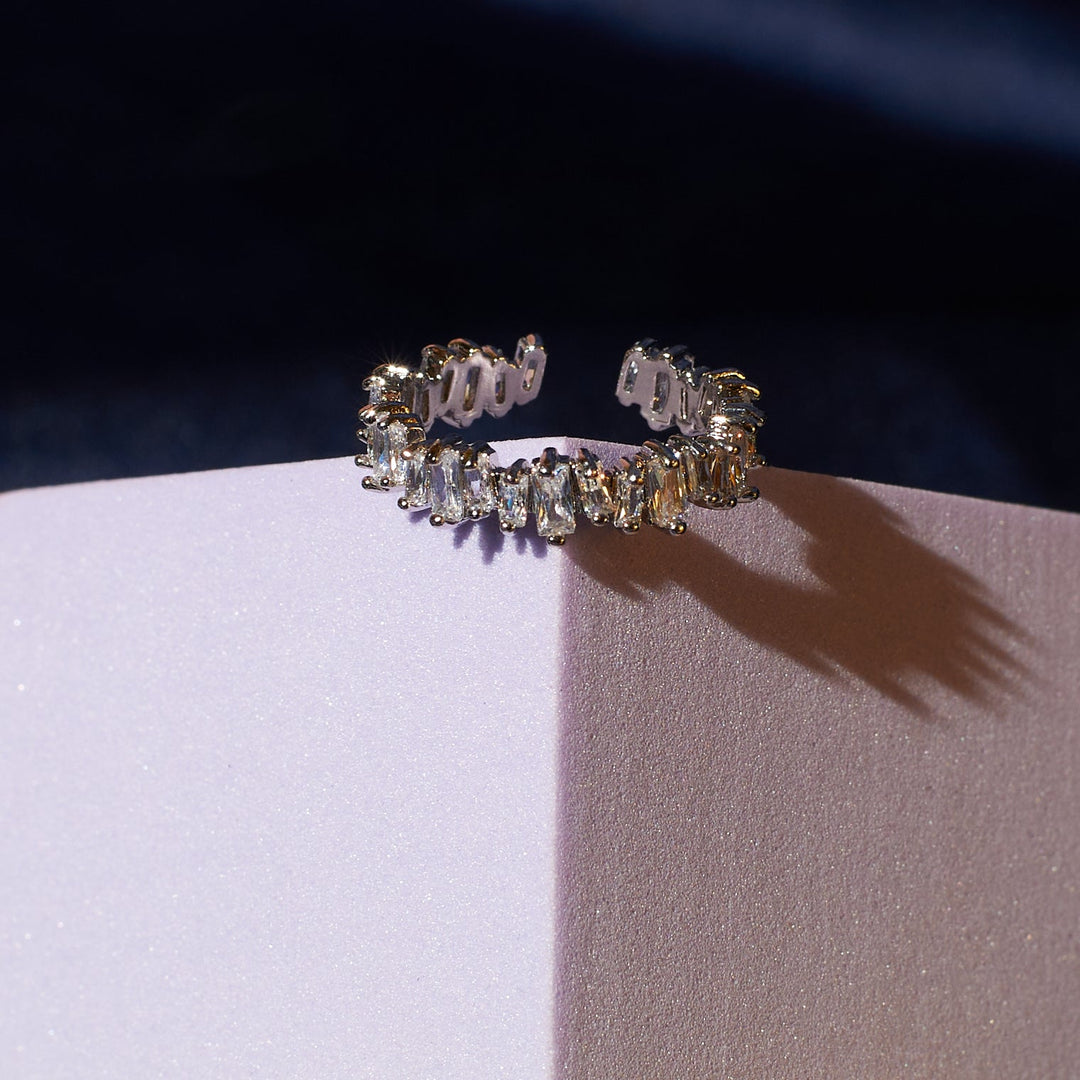 Silver criss-cross tennis ring - Salty Accessories