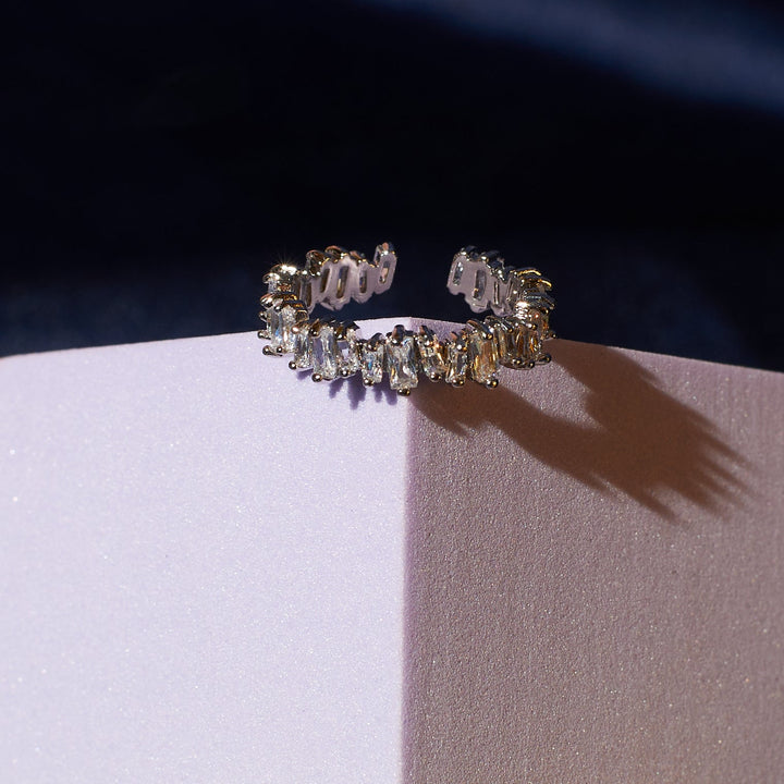 Silver criss-cross tennis ring - Salty Accessories
