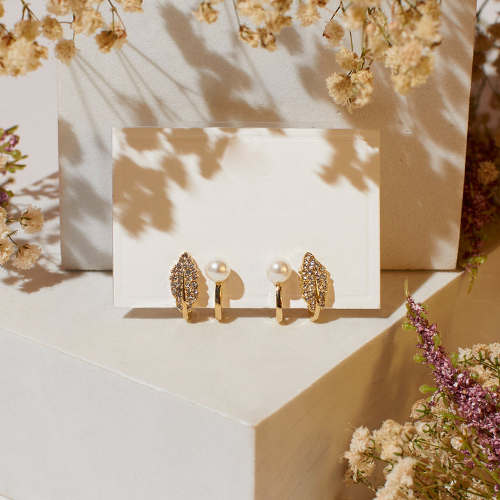 Chic Fern and Pearl Earrings - Salty Accessories