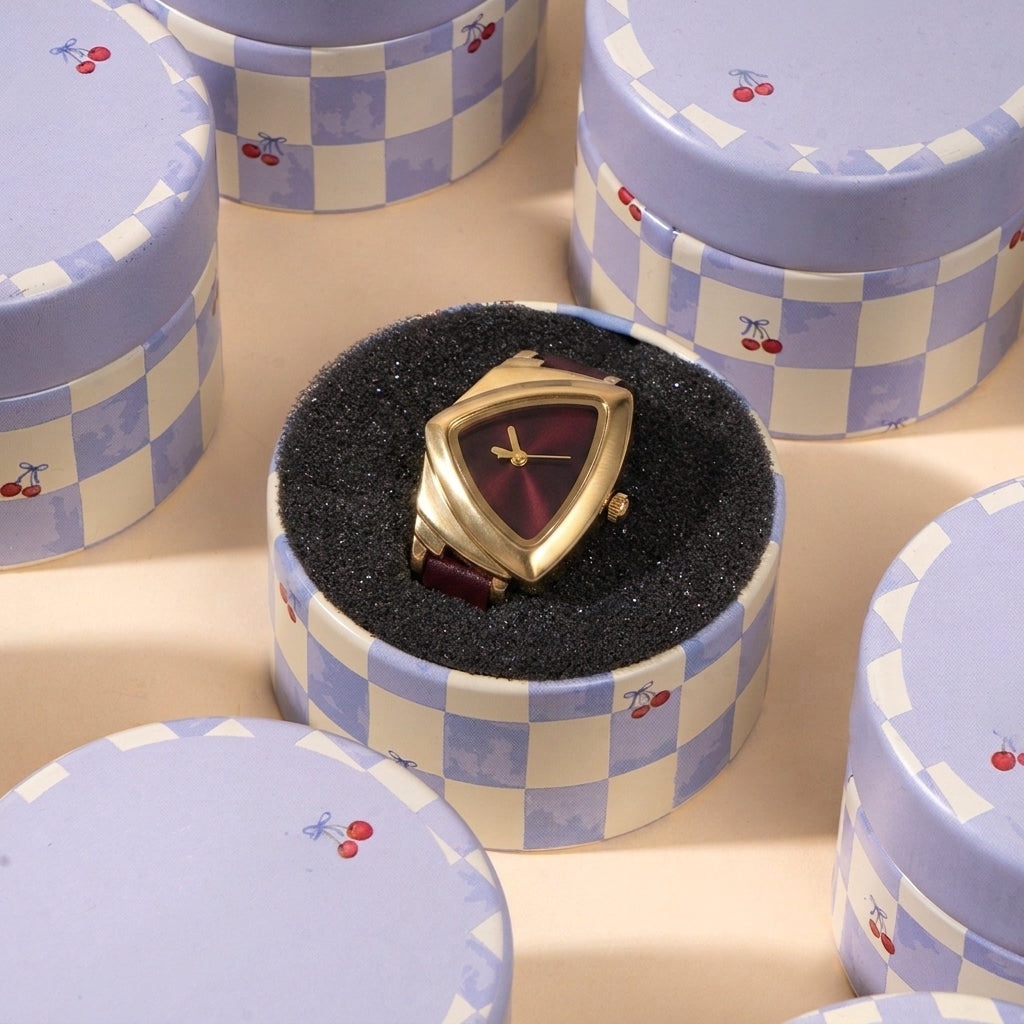Velvet Curve Ring Watch - Wine