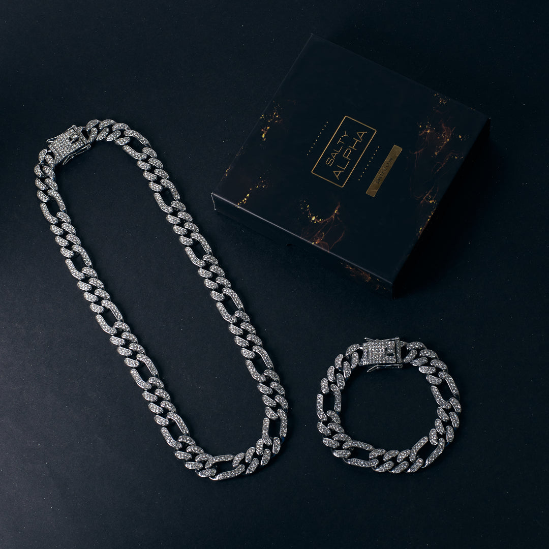 Anarchy Silver Punk Necklace and Bracelet Set - Salty Accessories