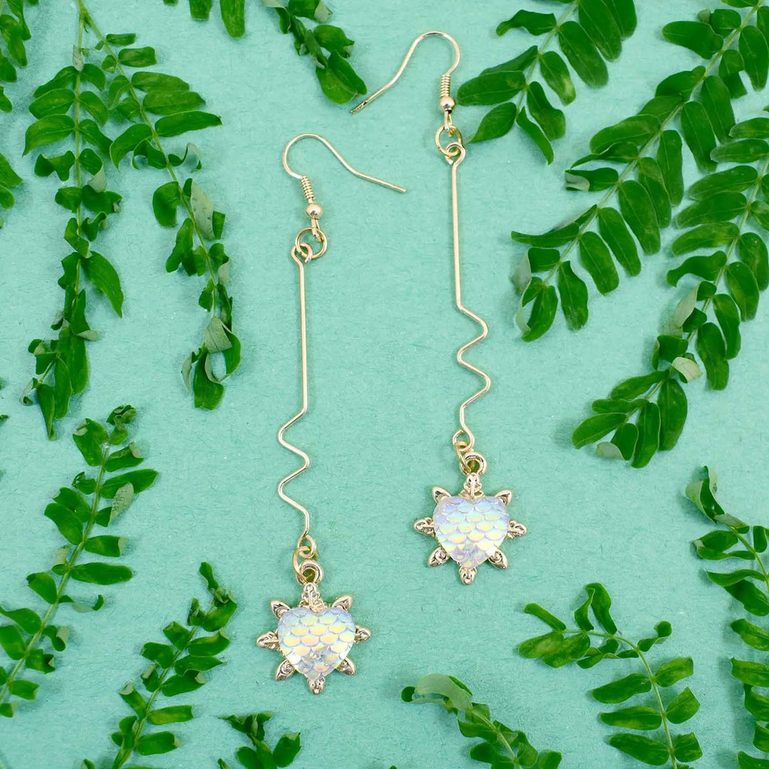 Scaled Heart Multicolour Long Drop Earrings - Salty Accessories