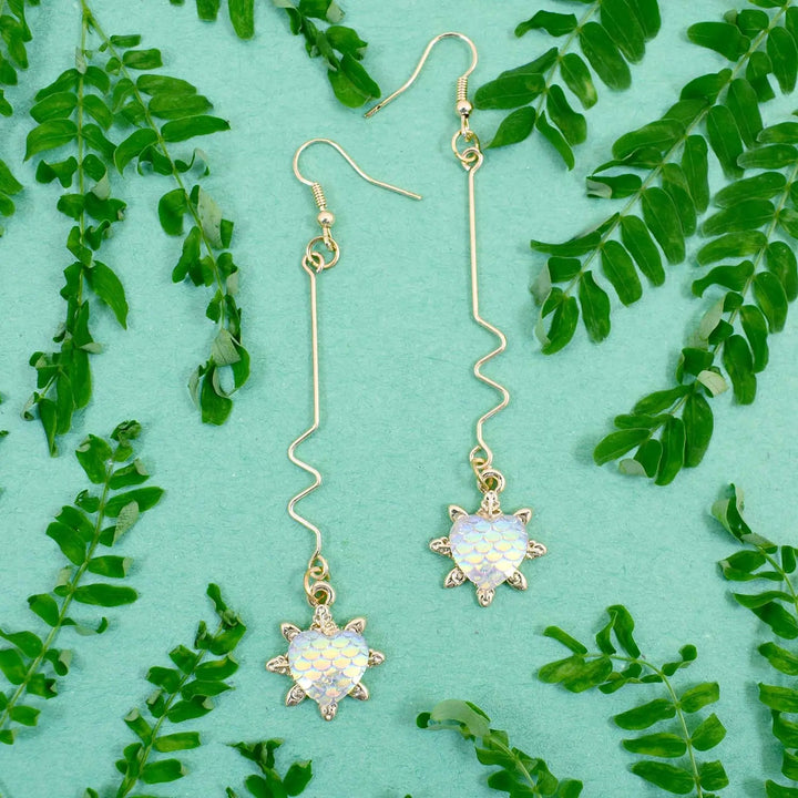 Scaled Heart Multicolour Long Drop Earrings - Salty Accessories