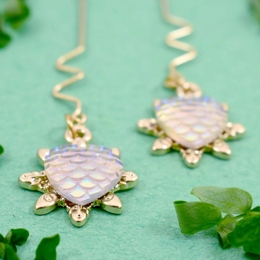 Scaled Heart Multicolour Long Drop Earrings - Salty Accessories