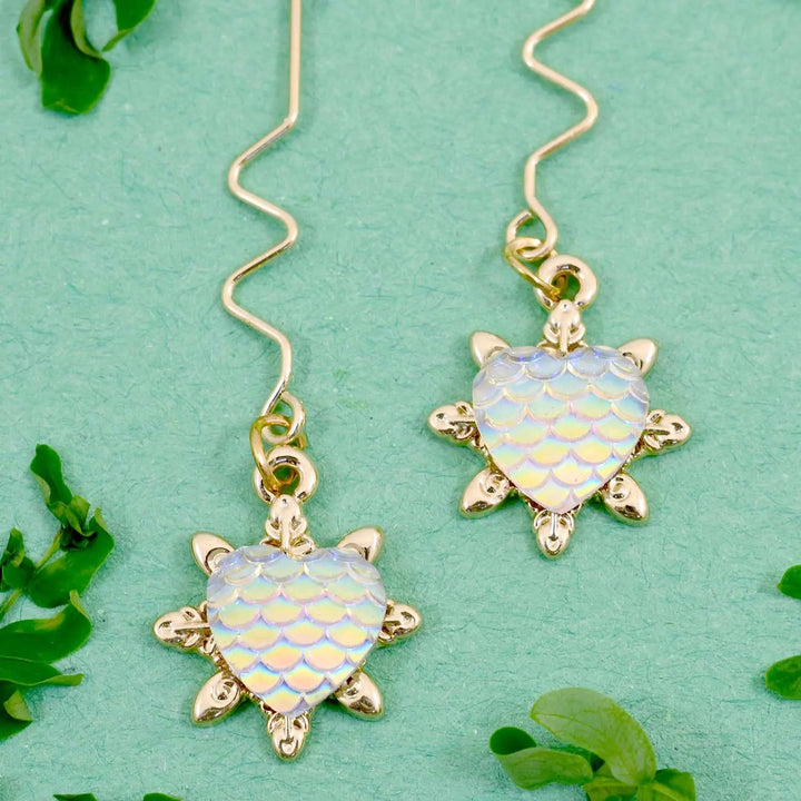 Scaled Heart Multicolour Long Drop Earrings - Salty Accessories