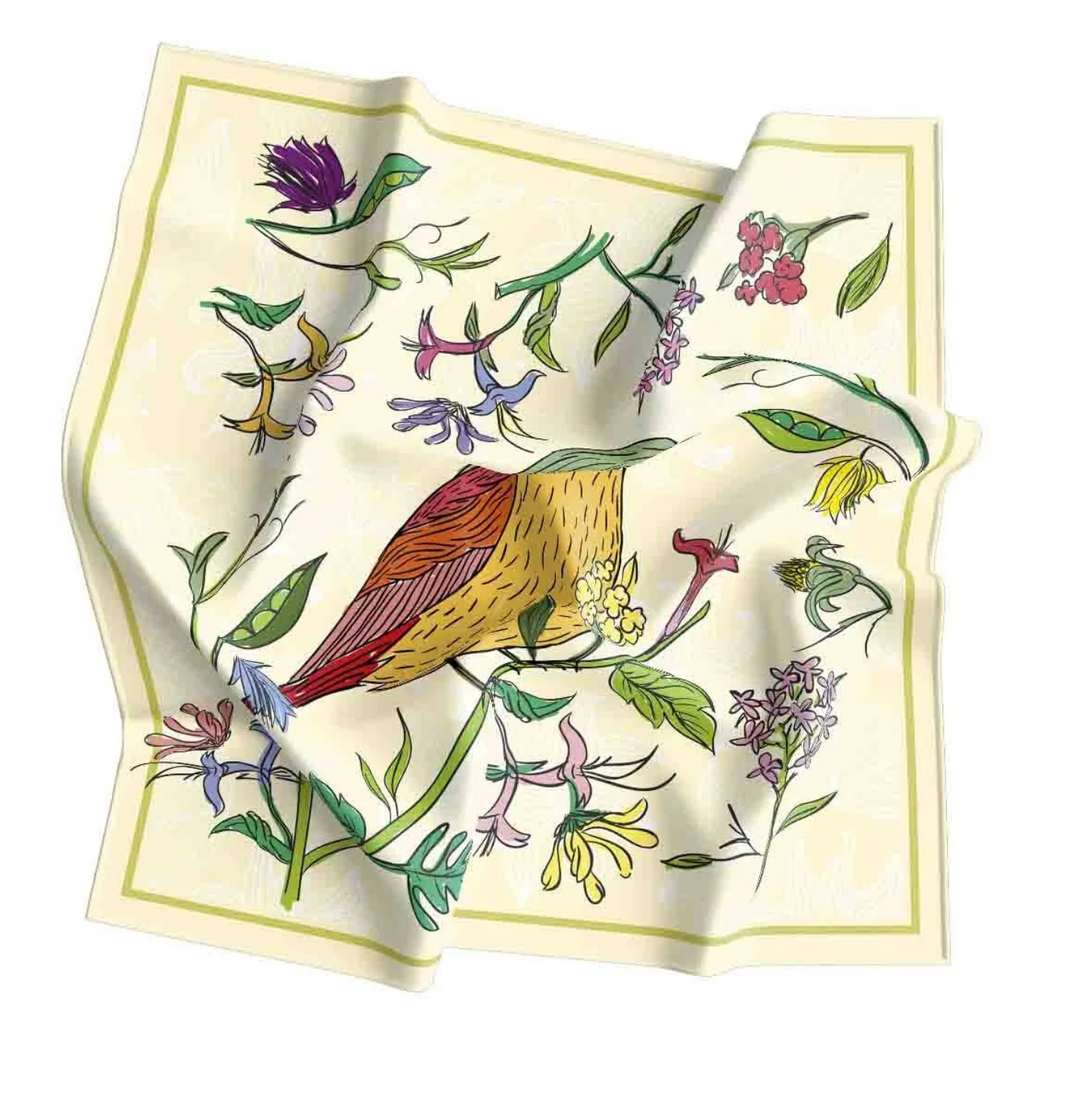 Chiffon Meadow Bird Scarf