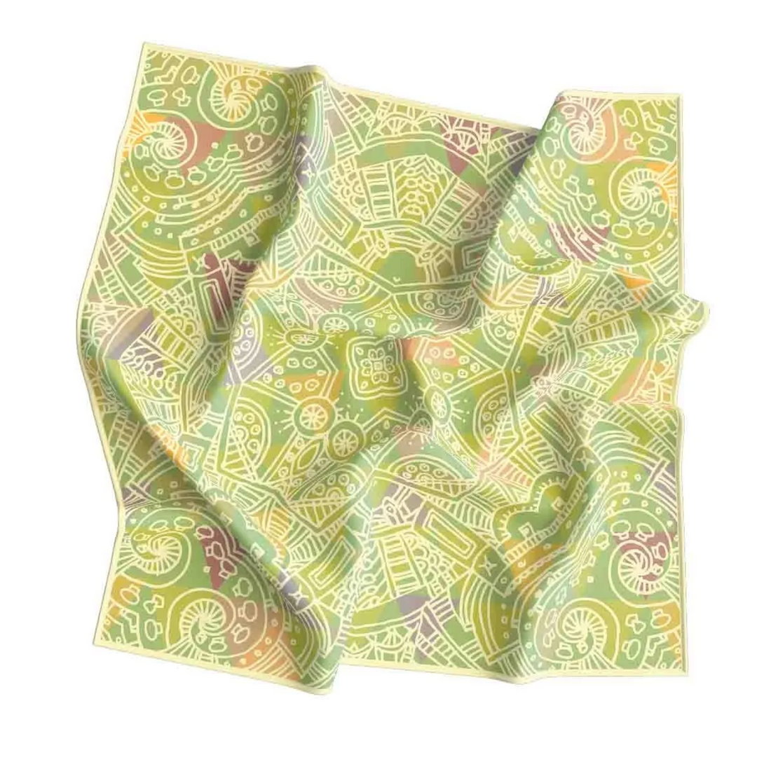 Verdant Mosaic Art Scarf