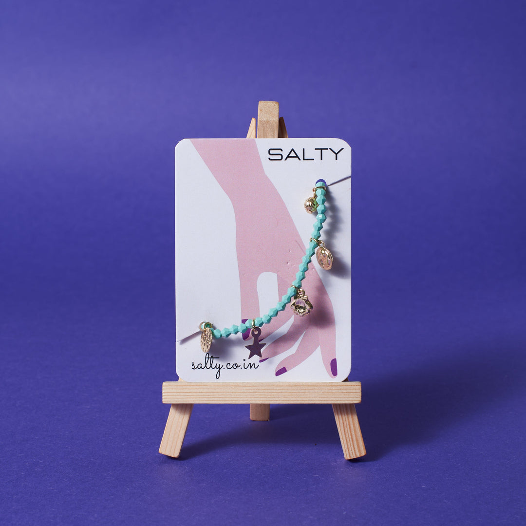 Sea Green Beaded Charms Bracelet