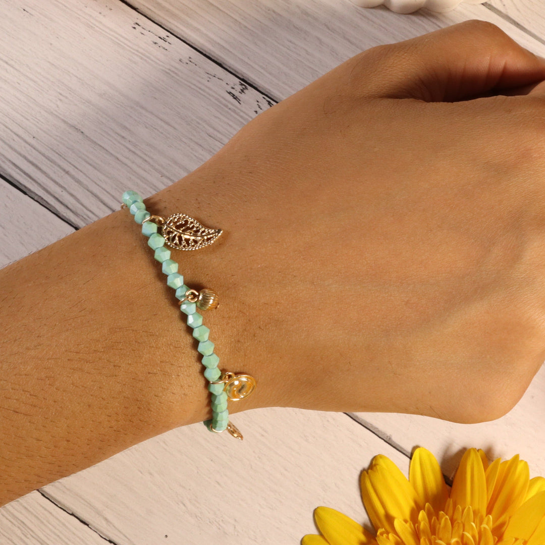 Sea Green Beaded Charms Bracelet