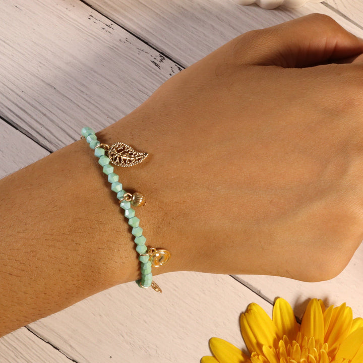 Sea Green Beaded Charms Bracelet