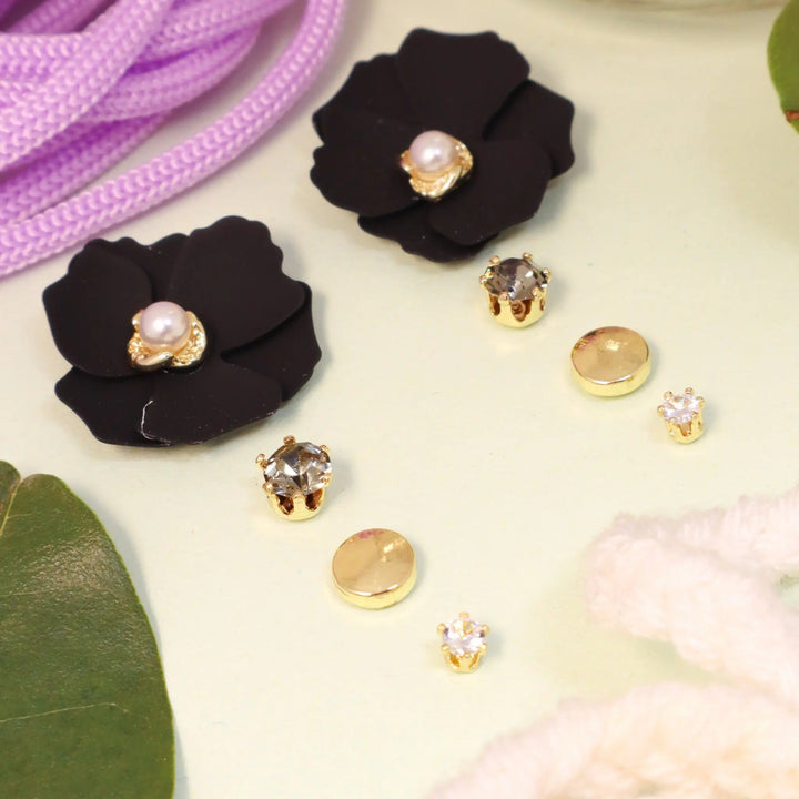 Set Of 4 Garden Diamond Earrings - Salty Accessories