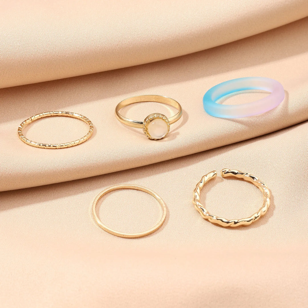 Set Of 5 Rain & Sunshine Rings | Salty