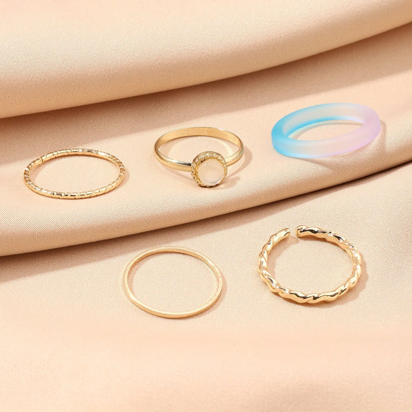 Set Of 5 Rain & Sunshine Rings