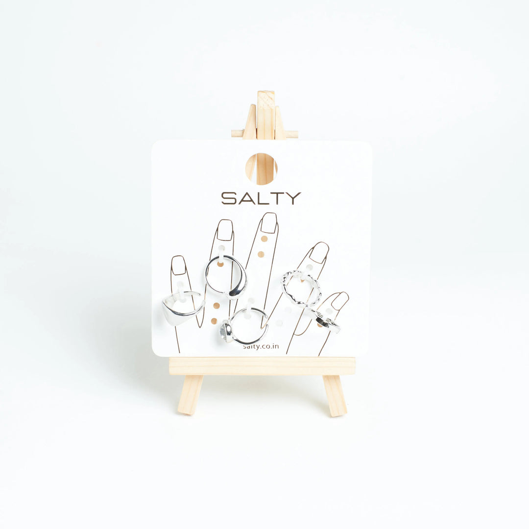 Set Of 5 Silver Sage Rings | Salty