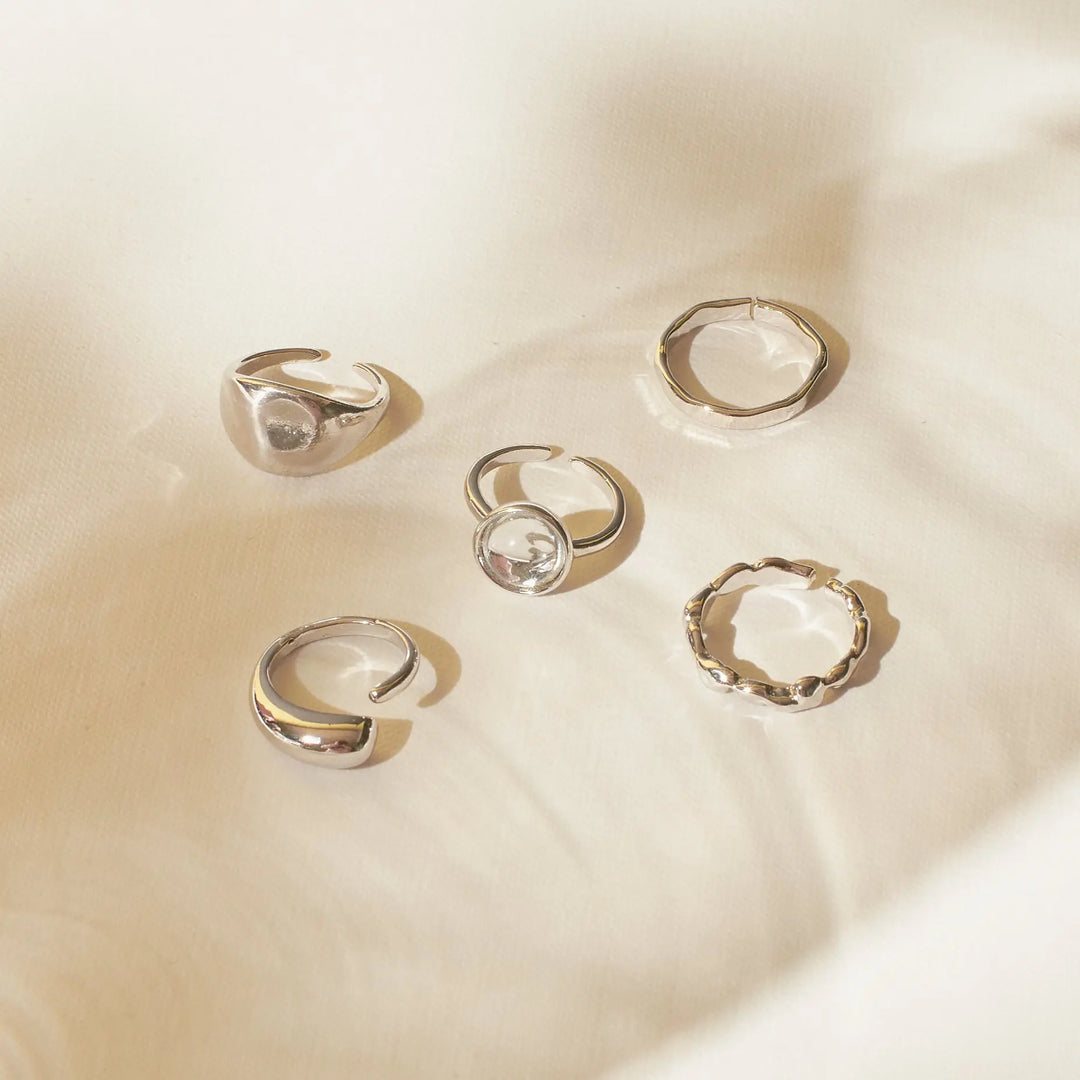 Set Of 5 Silver Sage Rings | Salty