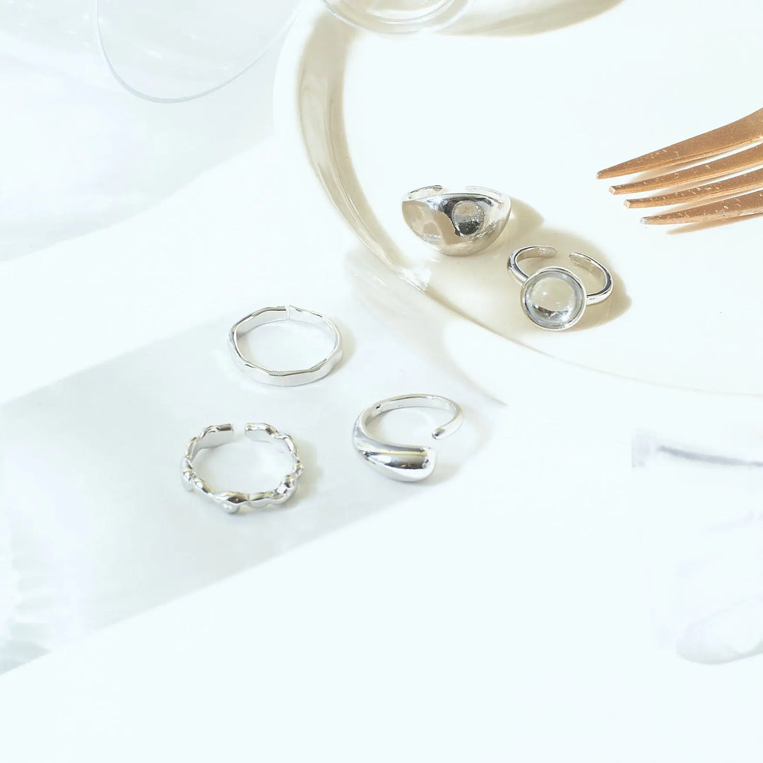 Set Of 5 Silver Sage Rings | Salty