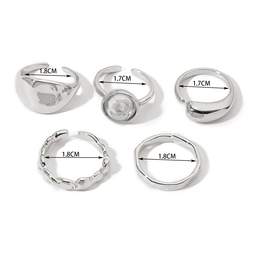 Set Of 5 Silver Sage Rings | Salty