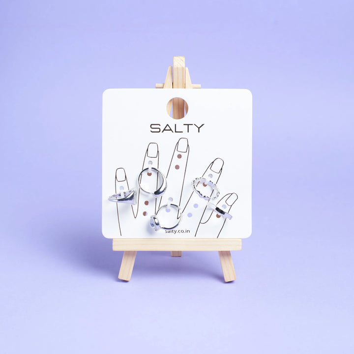 Set Of 5 Silver Sage Rings | Salty