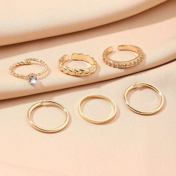 Set Of 6 Golden Sage Rings