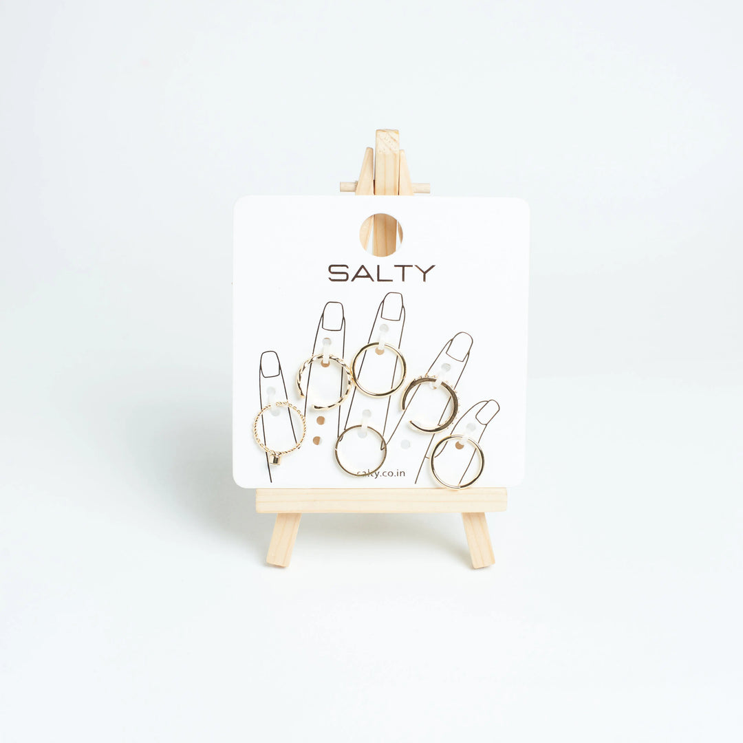 Set Of 6 Golden Sage Rings | Salty