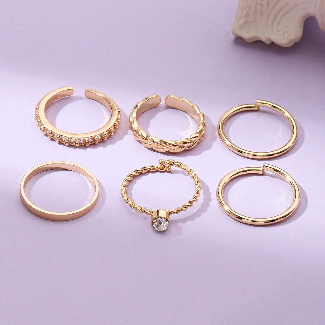 Set Of 6 Golden Sage Rings | Salty