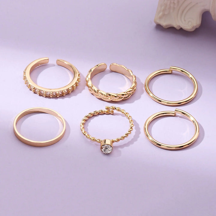 Set Of 6 Golden Sage Rings | Salty