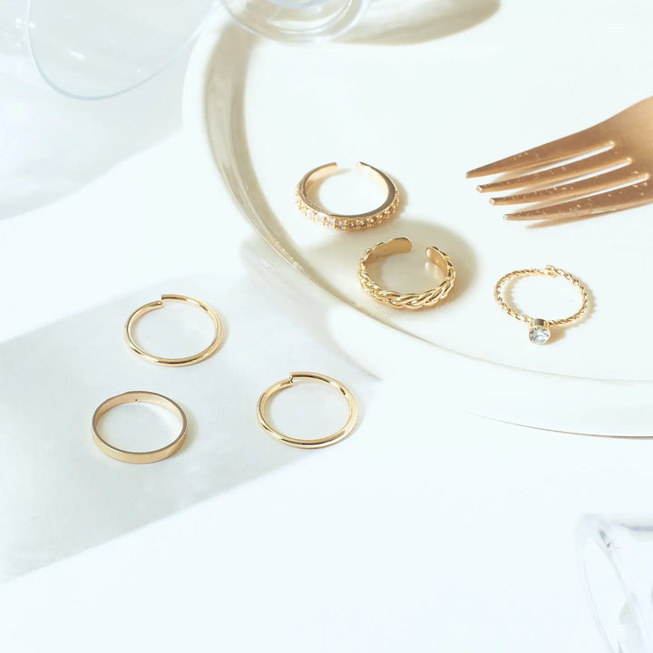 Set Of 6 Golden Sage Rings | Salty