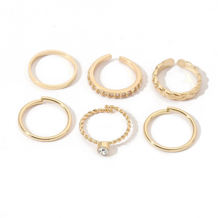 Set Of 6 Golden Sage Rings | Salty