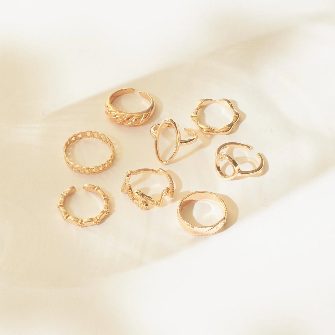 Set Of 8 Cascade of Love Rings | Salty