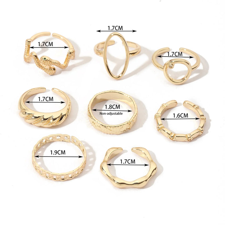 Set Of 8 Cascade of Love Rings | Salty