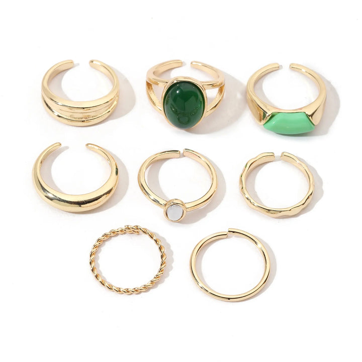 Set Of 8 Ignite Emerald Rings | Salty