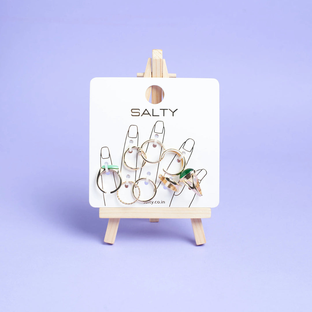 Set Of 8 Ignite Emerald Rings | Salty