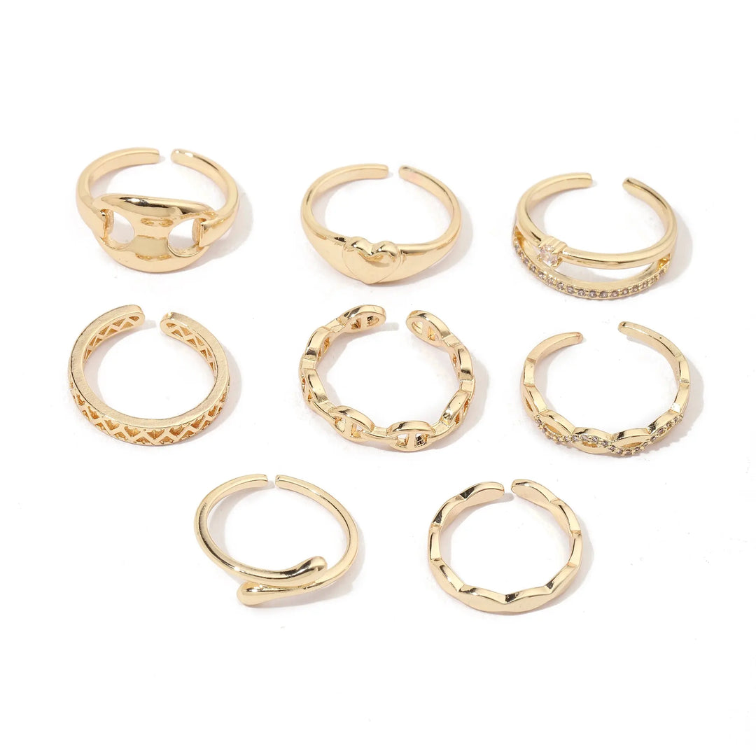 Set Of 8 Linked Eternity Rings | Salty